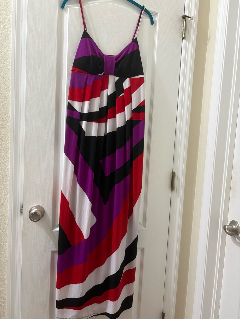 Allen B. by Allen Schwartz Striped Maxi Dress in Purple, Red, Black & White
